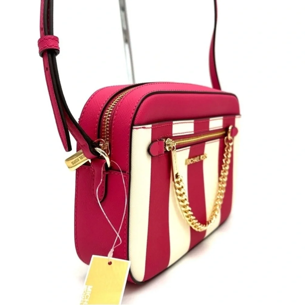 Michael Kors Large EW Zip Chain Xbody Crossbody Bag Electric Pink Multi